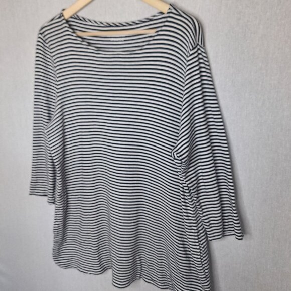 💙 Chicos Striped Ultimate Tee with Pockets Cotton Size XL/2X Comfy Relaxed Fit - Picture 2 of 8